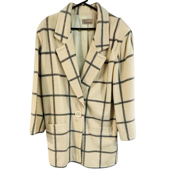 Vintage 1980’s Liz Claiborne Wool Windowpane Coat Blazer Jacket 10 - Picture 4 of 10